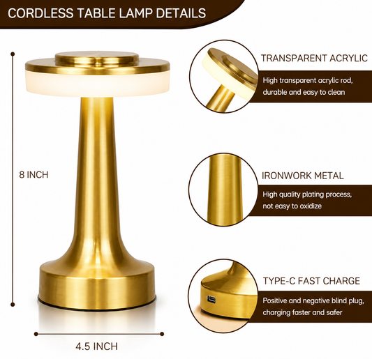 LUMITOP™ Halo Touch LED Table Lamp – Minimal Rechargeable, Dimmable & Cordless LED Light