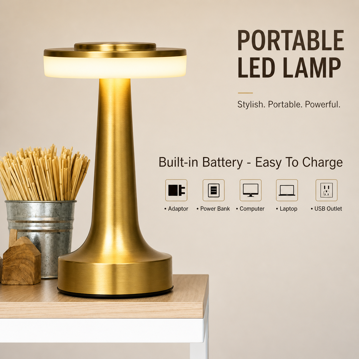 LUMITOP™ Halo Touch LED Table Lamp – Minimal Rechargeable, Dimmable & Cordless LED Light