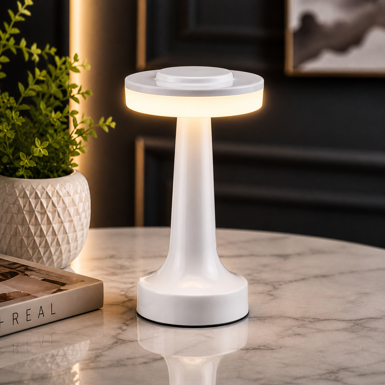LUMITOP™ Halo Touch LED Table Lamp – Minimal Rechargeable, Dimmable & Cordless LED Light