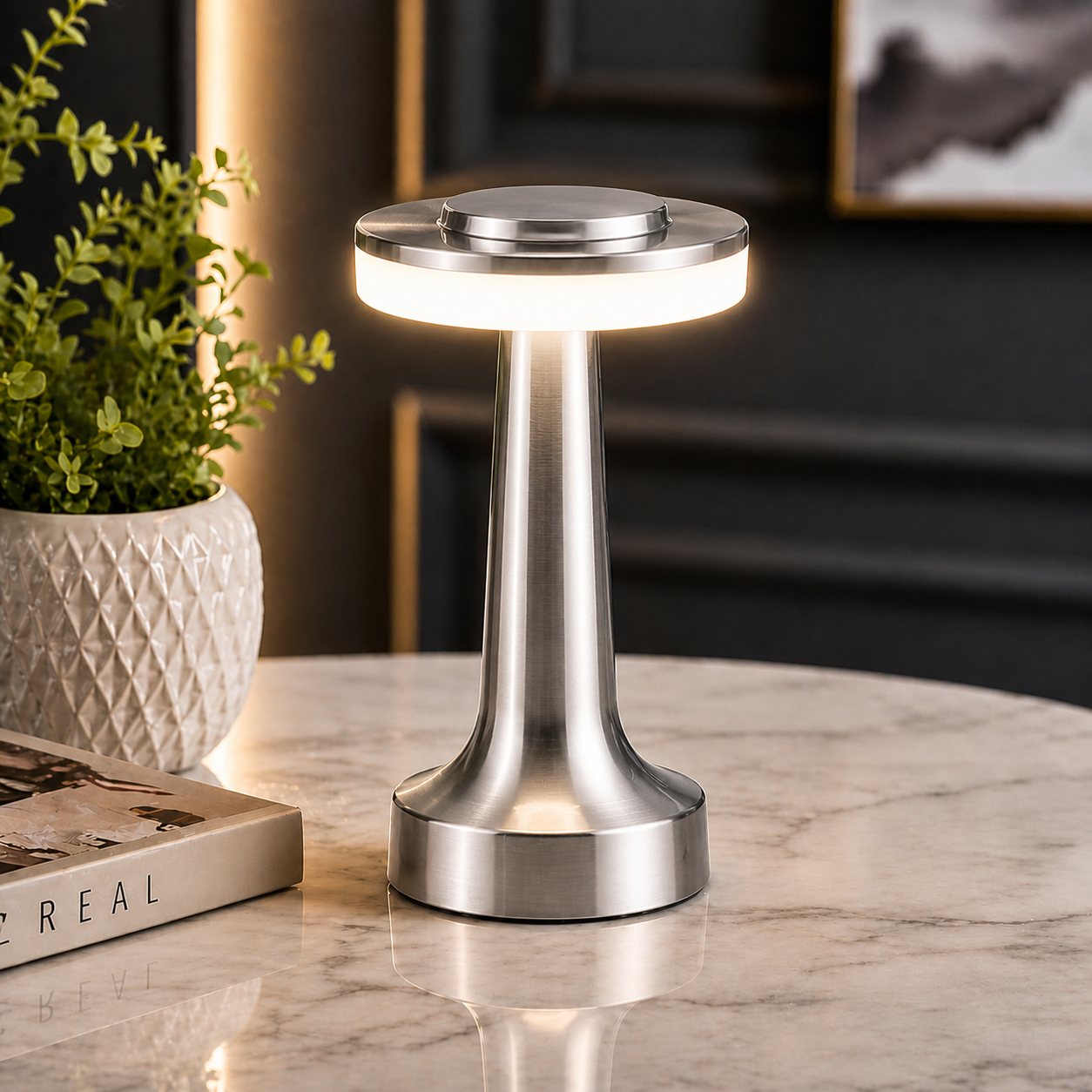 LUMITOP™ Halo Touch LED Table Lamp – Minimal Rechargeable, Dimmable & Cordless LED Light