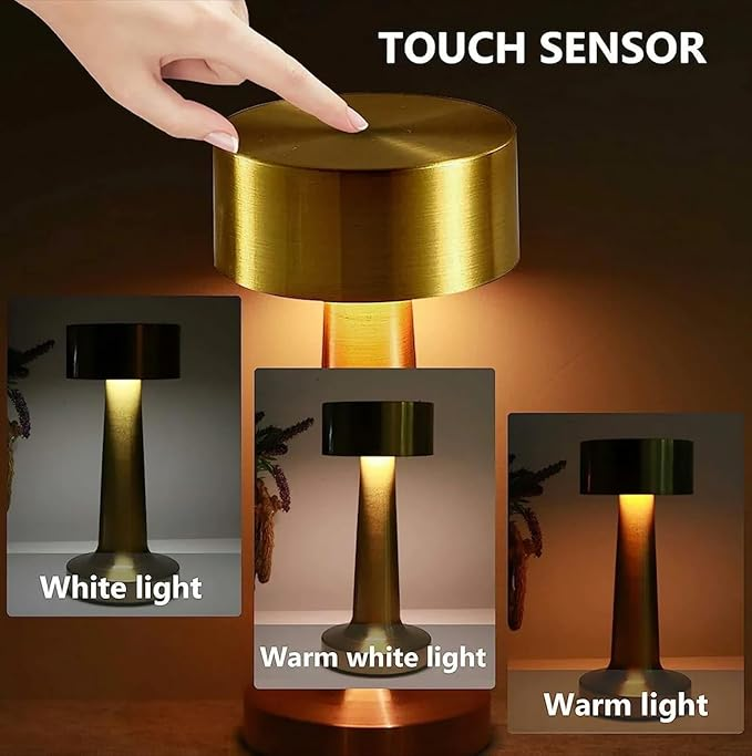 LUMITOP™ Amber Touch LED Table Lamp – Minimal Rechargeable, Dimmable & Cordless LED Light