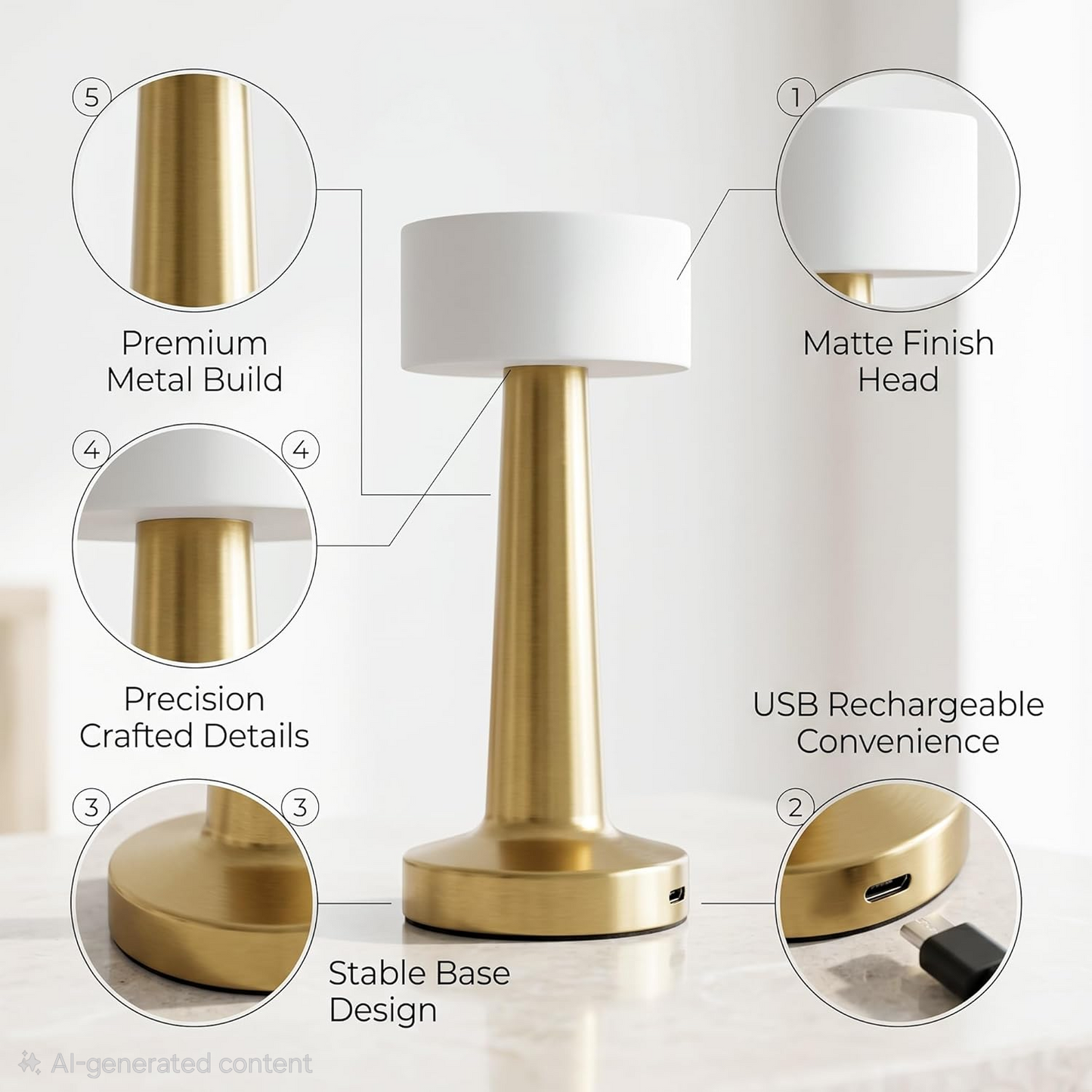 LUMITOP™ Ember Touch LED Table Lamp – Minimal Rechargeable, Dimmable & Cordless LED Light
