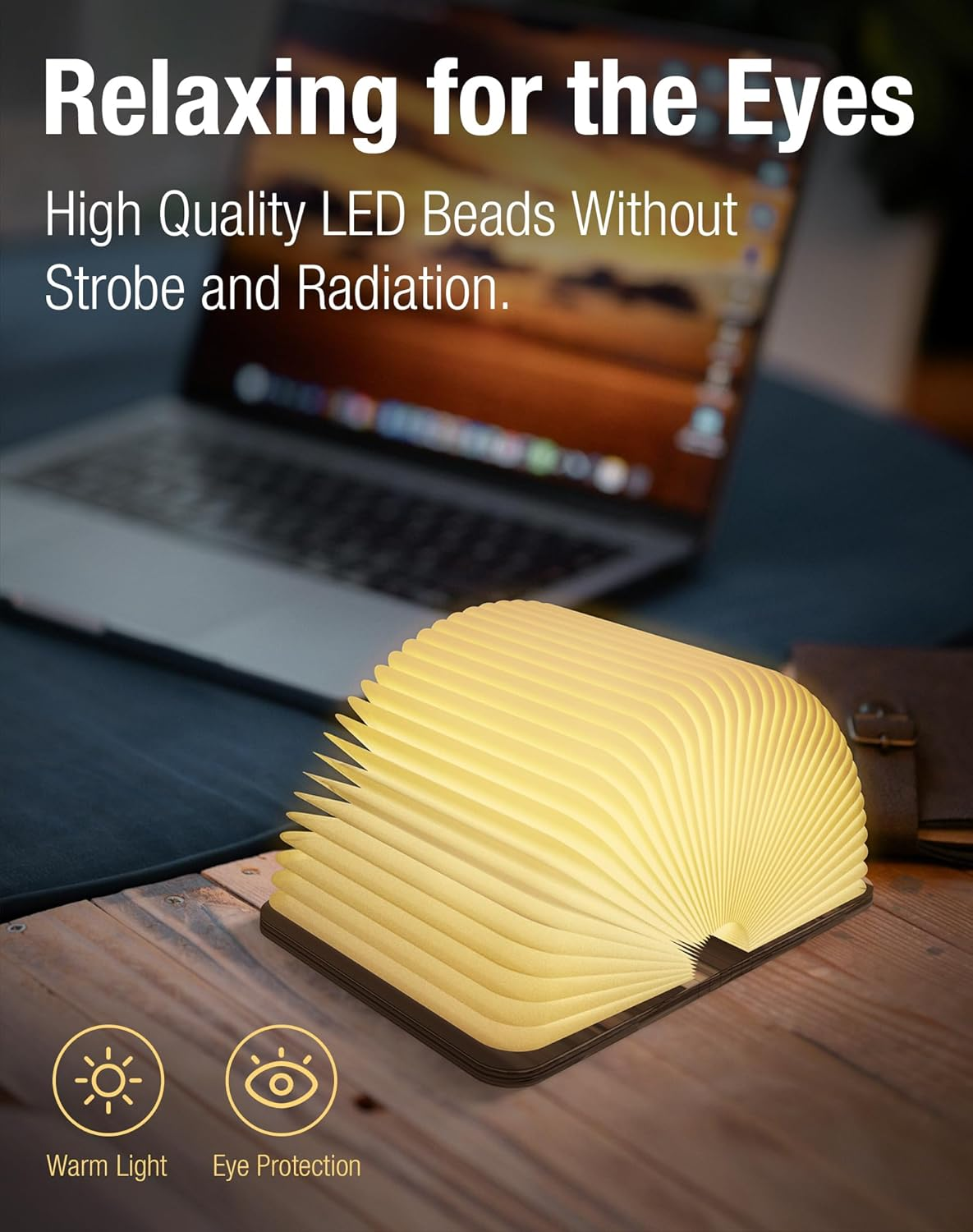 LUMITOP™ Panna Wooden Book Lamp | Magnetic Foldable Design, 3 Colour LED, USB Rechargeable
