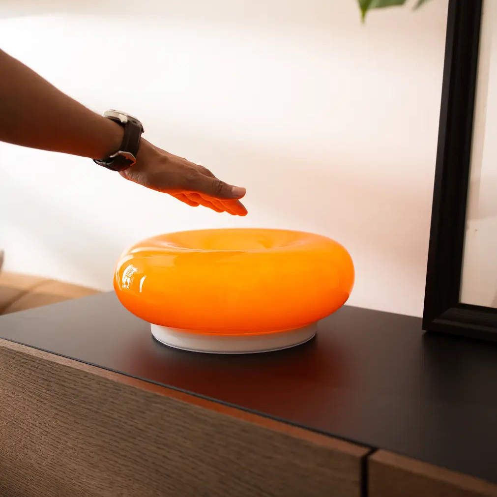LUMITOP™ Donut — Glow Dimmable Glass Table Lamp, Wall Lamp | Donut Shaped Design, 3 Colour Switchable, Brightness and Touch Control Lamp