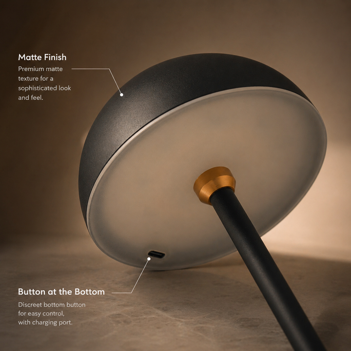 LUMITOP™ Obsidian Arc Touch LED Table Lamp – Rechargeable, Dimmable & Cordless LED Light