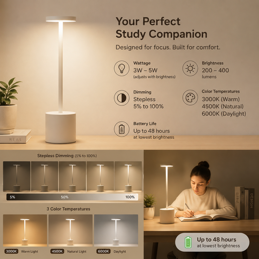 LUMITOP™ Aura Touch LED Table Lamp – Minimal Rechargeable, Dimmable & Cordless LED Light
