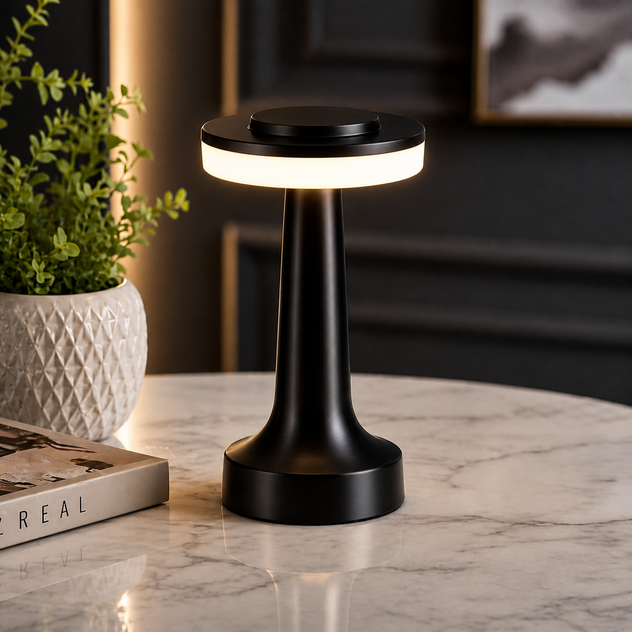 LUMITOP™ Halo Touch LED Table Lamp – Minimal Rechargeable, Dimmable & Cordless LED Light