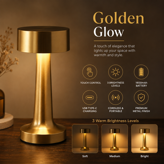 LUMITOP™ Amber Touch LED Table Lamp – Minimal Rechargeable, Dimmable & Cordless LED Light