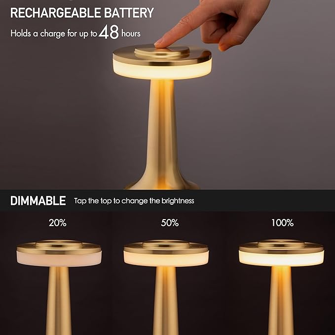 LUMITOP™ Halo Touch LED Table Lamp – Minimal Rechargeable, Dimmable & Cordless LED Light