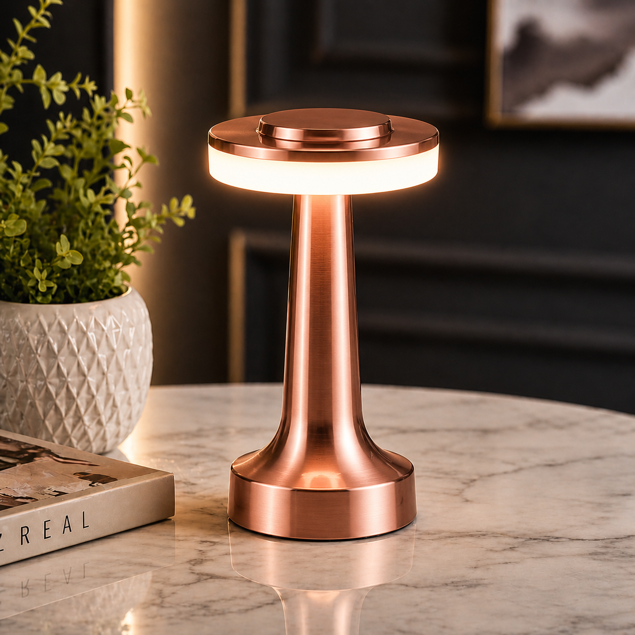 LUMITOP™ Halo Touch LED Table Lamp – Minimal Rechargeable, Dimmable & Cordless LED Light